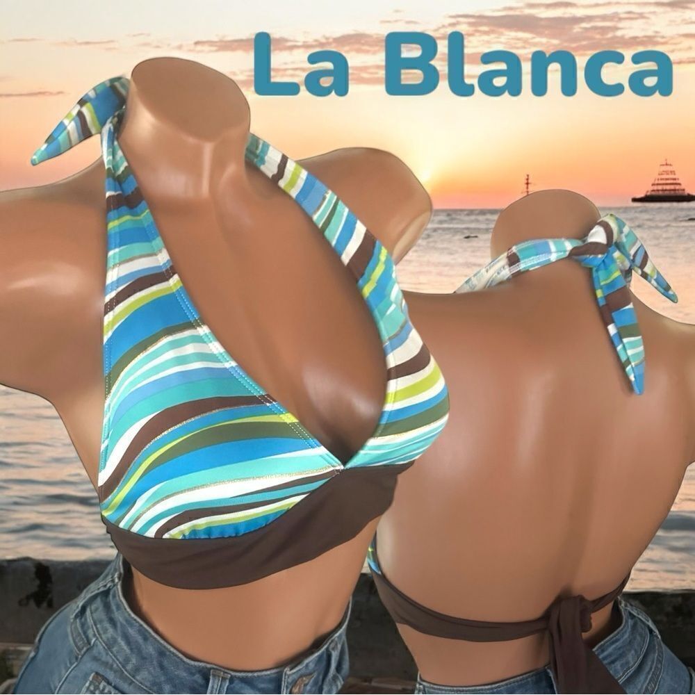 La Blanca Swimwear l Halter l Bikini, Bathing Suit Top l Tie Back l 10 l EUC